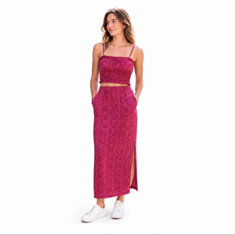 MELROSE & MARKET JAX017 Smocked Crop Top & Maxi Skirt 2-Piece Set Size M 💥🆕💥